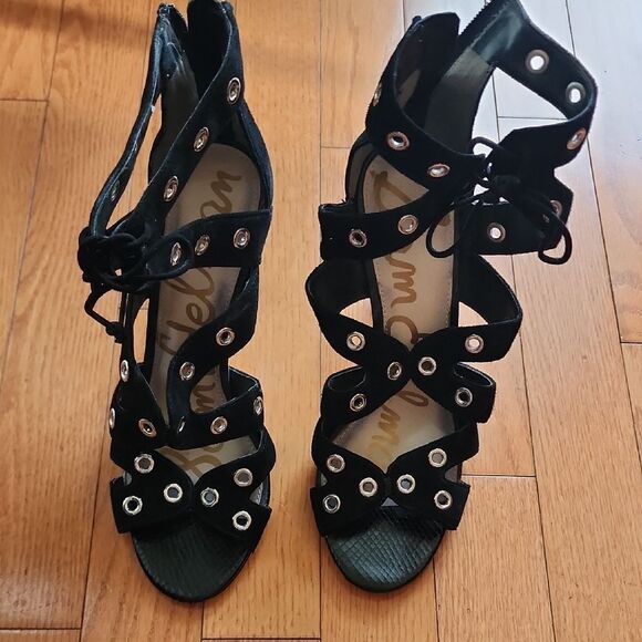 Sam Edelman- Chic Black Strappy Heels -Women's Size 9 - Picture 1 of 5